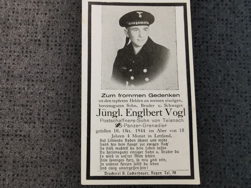 Sterbebild SS-Panzer Grenadier 18 Jahre Upesmuiza Saldus Lettland - www.mmilitaria.com