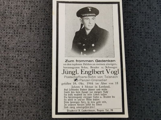 Sterbebild SS-Panzer Grenadier 18 Jahre Upesmuiza Saldus Lettland - www.mmilitaria.com