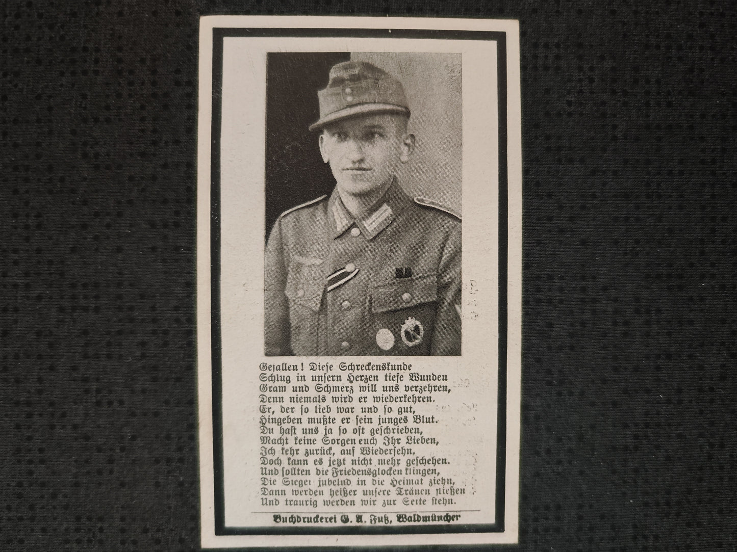 Sterbebild Obergefreiter Fürth MG-Kompanie Grenadier Regt. EK II ISA Silber Osten