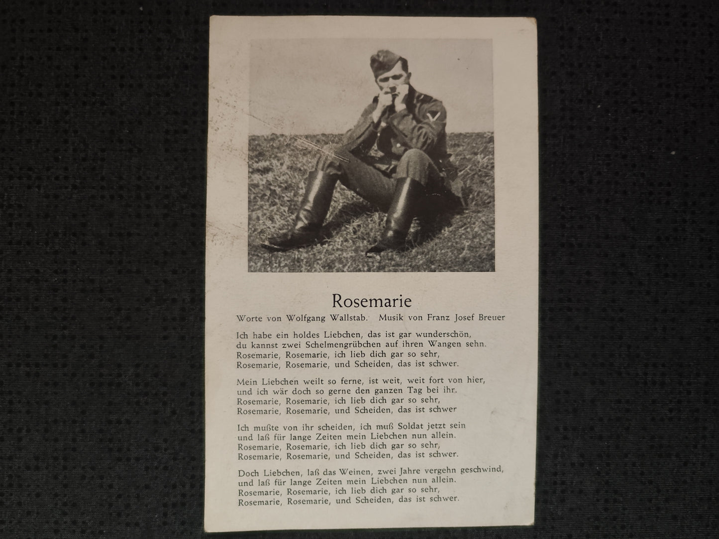 5 x Wehrmacht Liedtexte als Postkarte "Wolgastrand" " Hannelore" "La Paloma" und mehr...