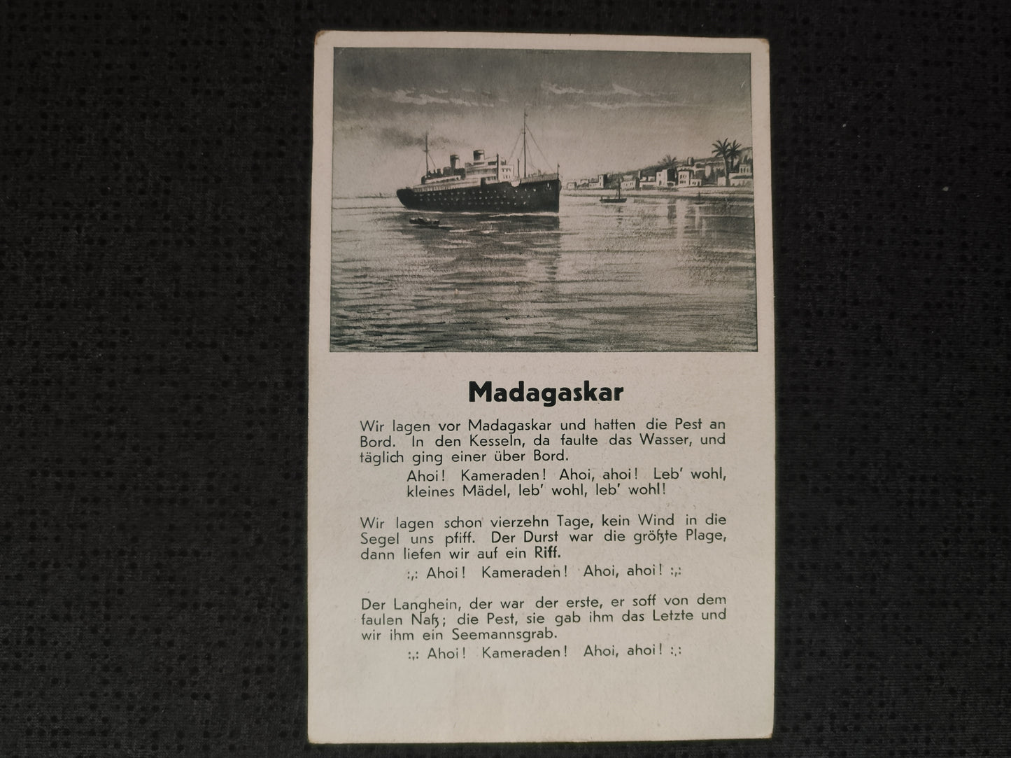 5 x Wehrmacht Liedtexte als Postkarte "Wolgastrand" " Hannelore" "La Paloma" und mehr...