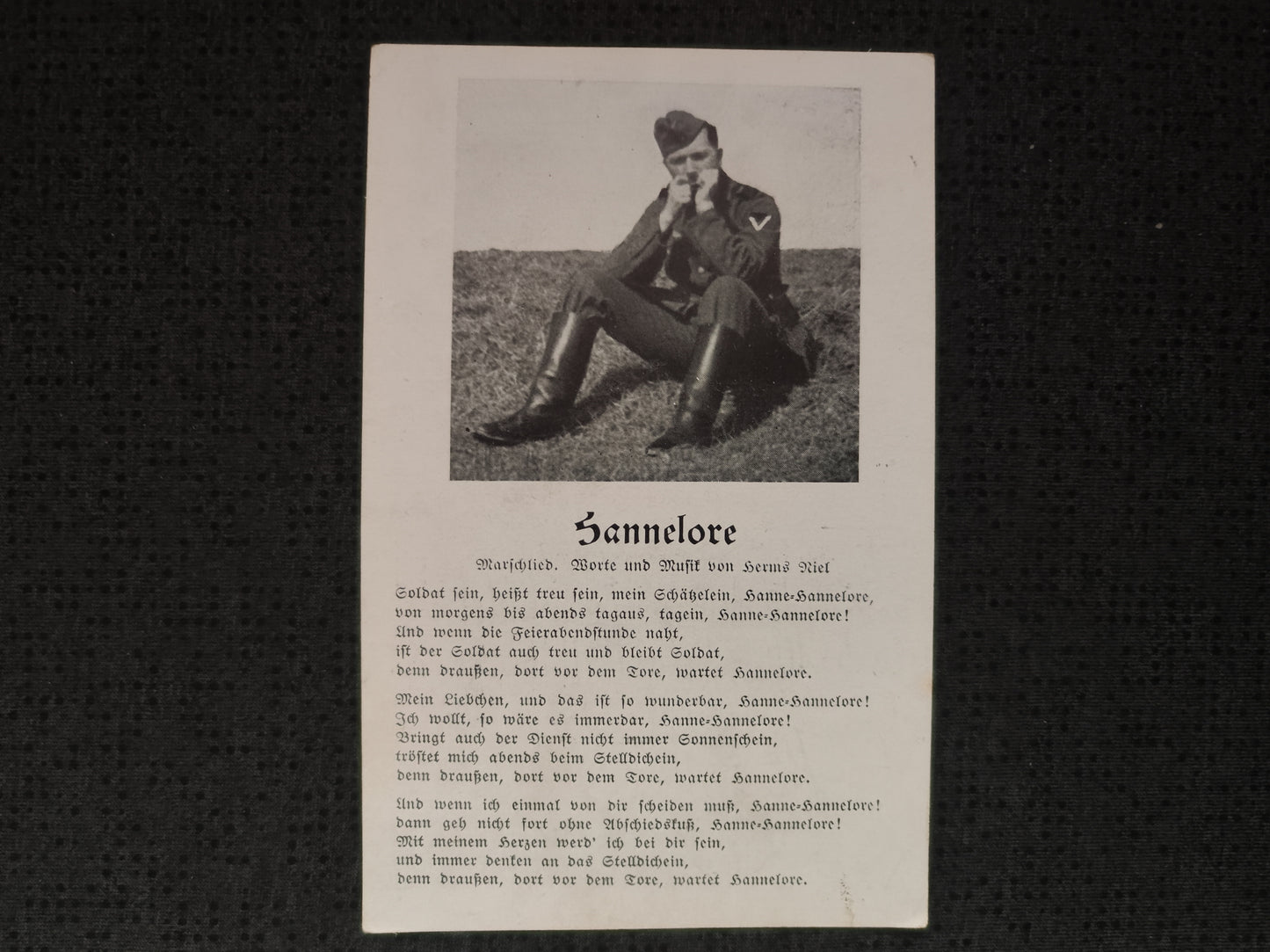 5 x Wehrmacht Liedtexte als Postkarte "Wolgastrand" " Hannelore" "La Paloma" und mehr...