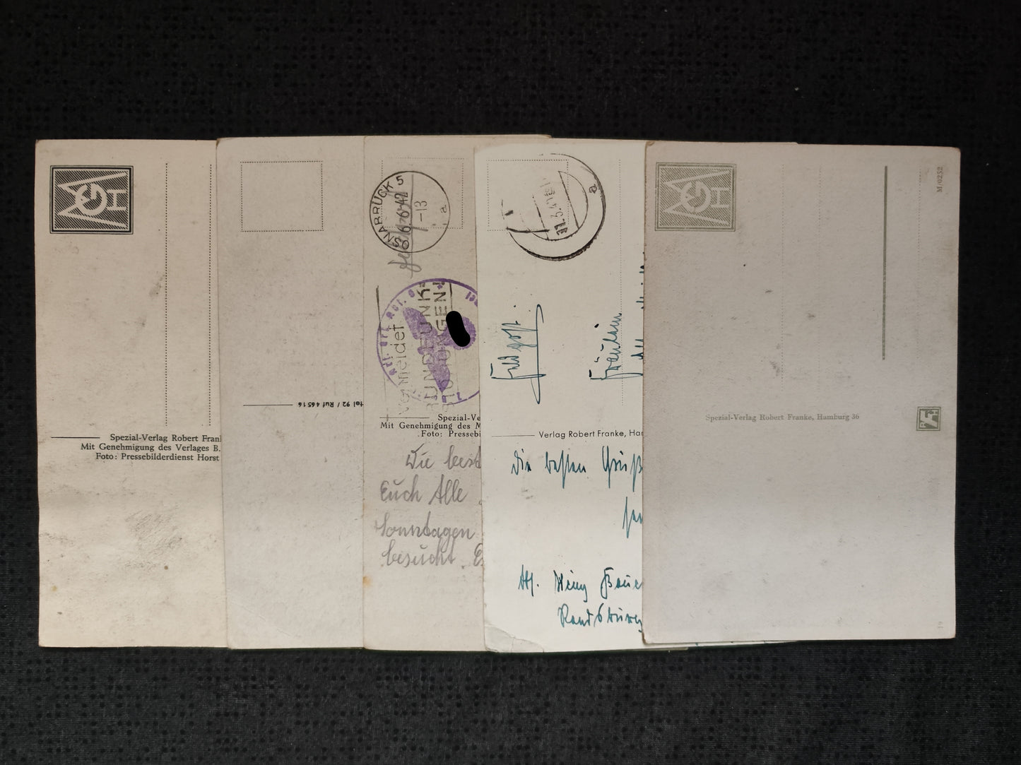 5 x Wehrmacht Liedtexte als Postkarte "Wolgastrand" " Hannelore" "La Paloma" und mehr...