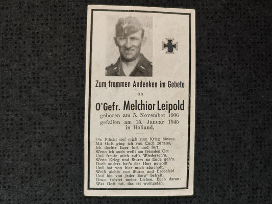 Sterbebild Obergefreiter Eslarn 3. Technische Art. Abt. (M) 91 Endkampf Almelo Ysselsteyn Holland