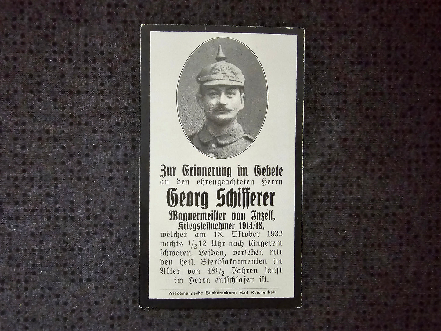 Sterbebild Konvolut WK I Infanterie Regt. Unteroffizier Militär-Verdienstkreuz Westfront Frankreich