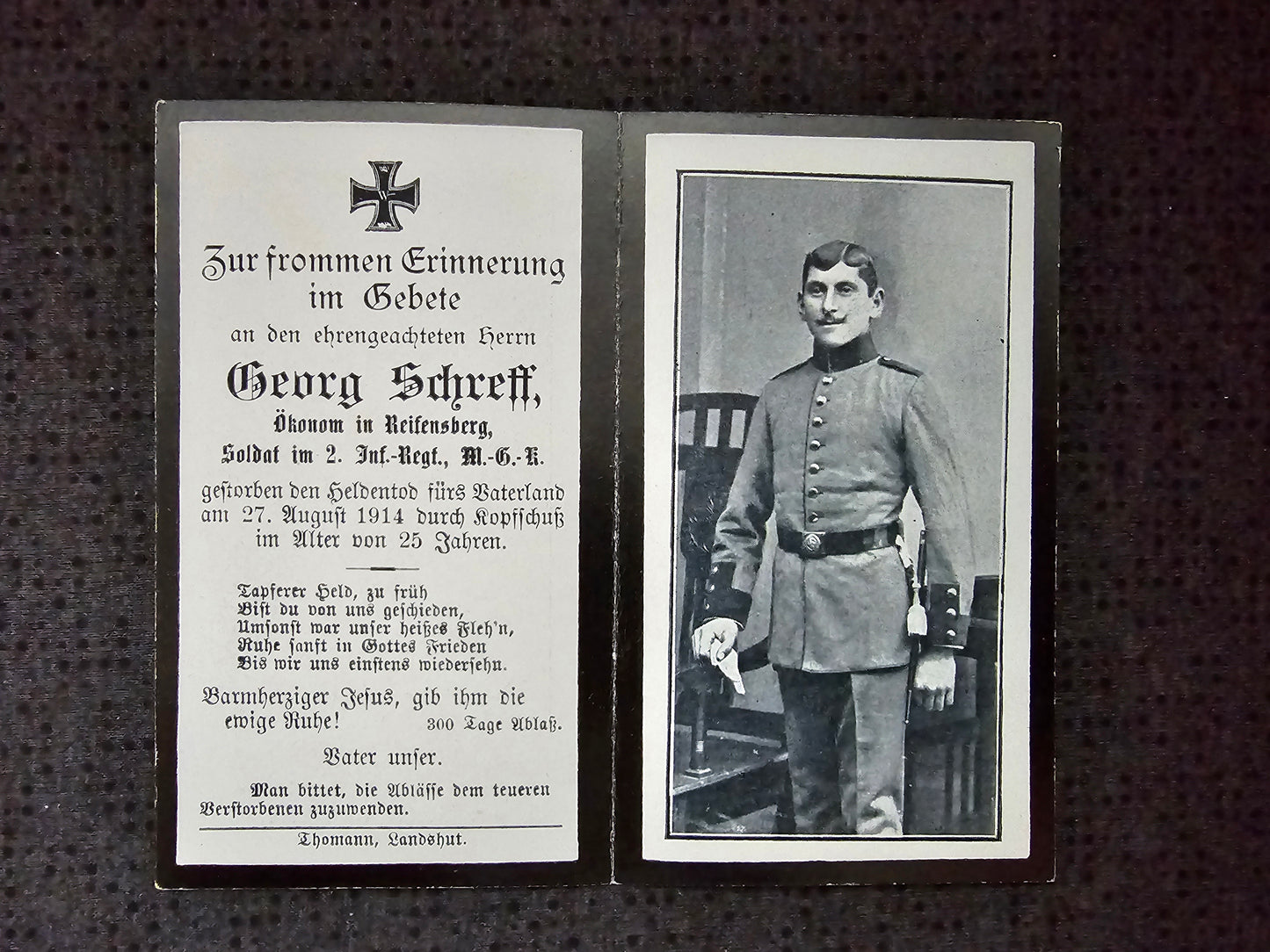 Sterbebild Konvolut WK I Infanterie Regt. Unteroffizier Militär-Verdienstkreuz Westfront Frankreich