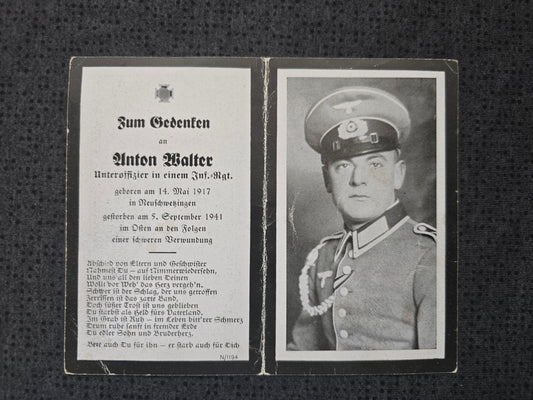 Sterbebild Unteroffizier Neuschwetzingen 3. Komp. Schützen Regt. 63 Witemlja Russland