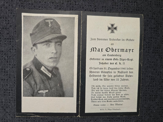 Sterbebild Gefreiter Taubenberg 7. Inf. Regt. 204 EK II Troizkoje Ukraine