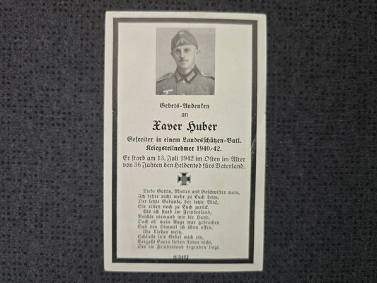 Sterbebild Gefreiter Niederlindhorst 1. Komp. Landeschützen Btl. 342 Eisenbahn Polozk Newel Russland
