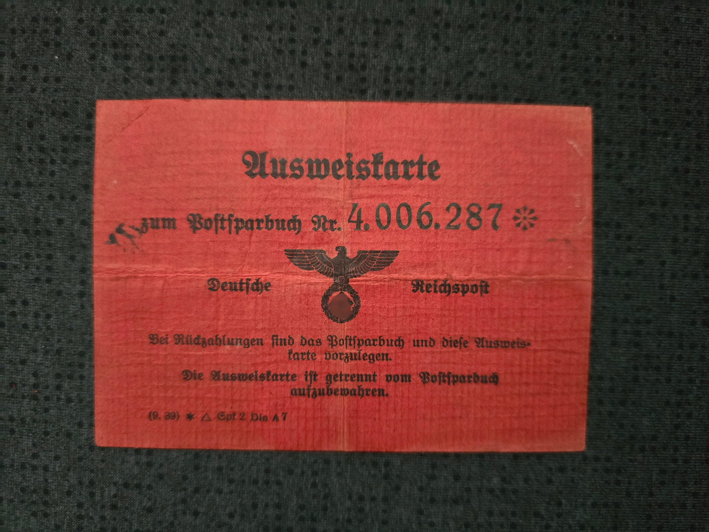 Deutsche Reichspost Postsparbuch Konvolut Ausweiskarte Rückzahlungsscheine