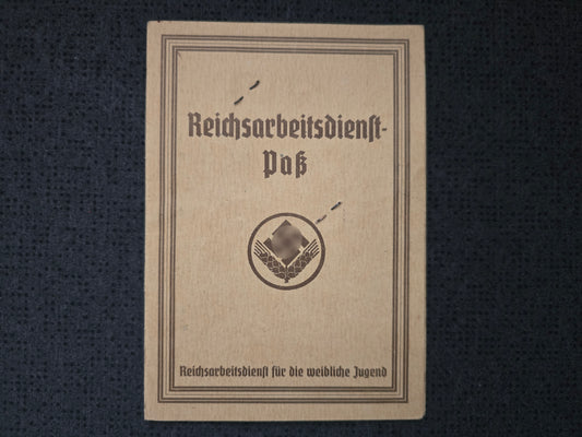 Reichsarbeitsdienst Paß RAD für die weibliche Jugend von 1941