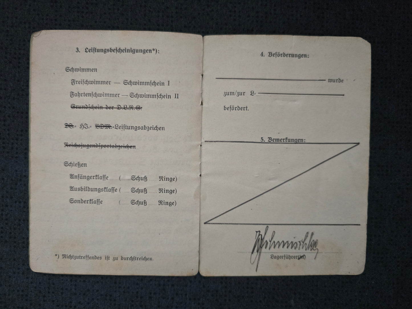 Landjahr 1938 Pflichtdienst Ausweis Volksschüler Gumbinnen Ostpreußen