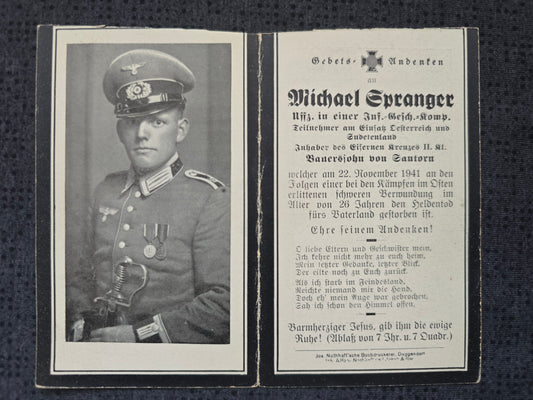 Sterbebild Unteroffizier Sautern 13. Komp. Inf. Regt. 41 Sudetenland Jefremow Russland