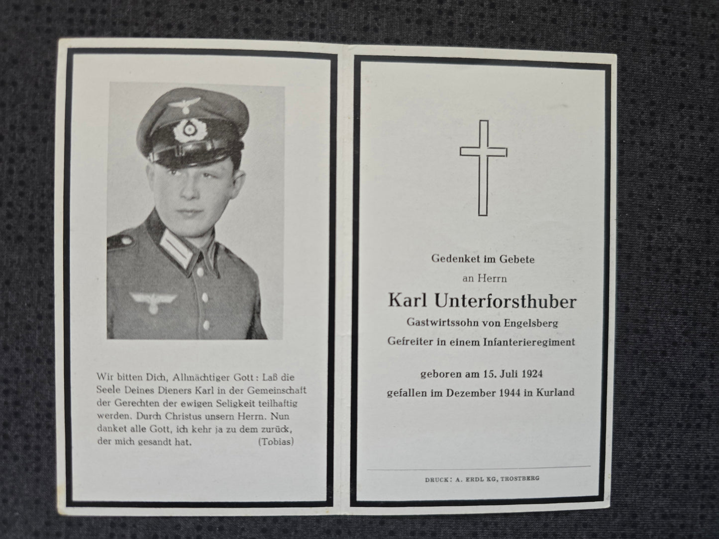 Sterbebild Gefreiter Engelsberg Infanterie Regt. Kurland Saldus Lettland