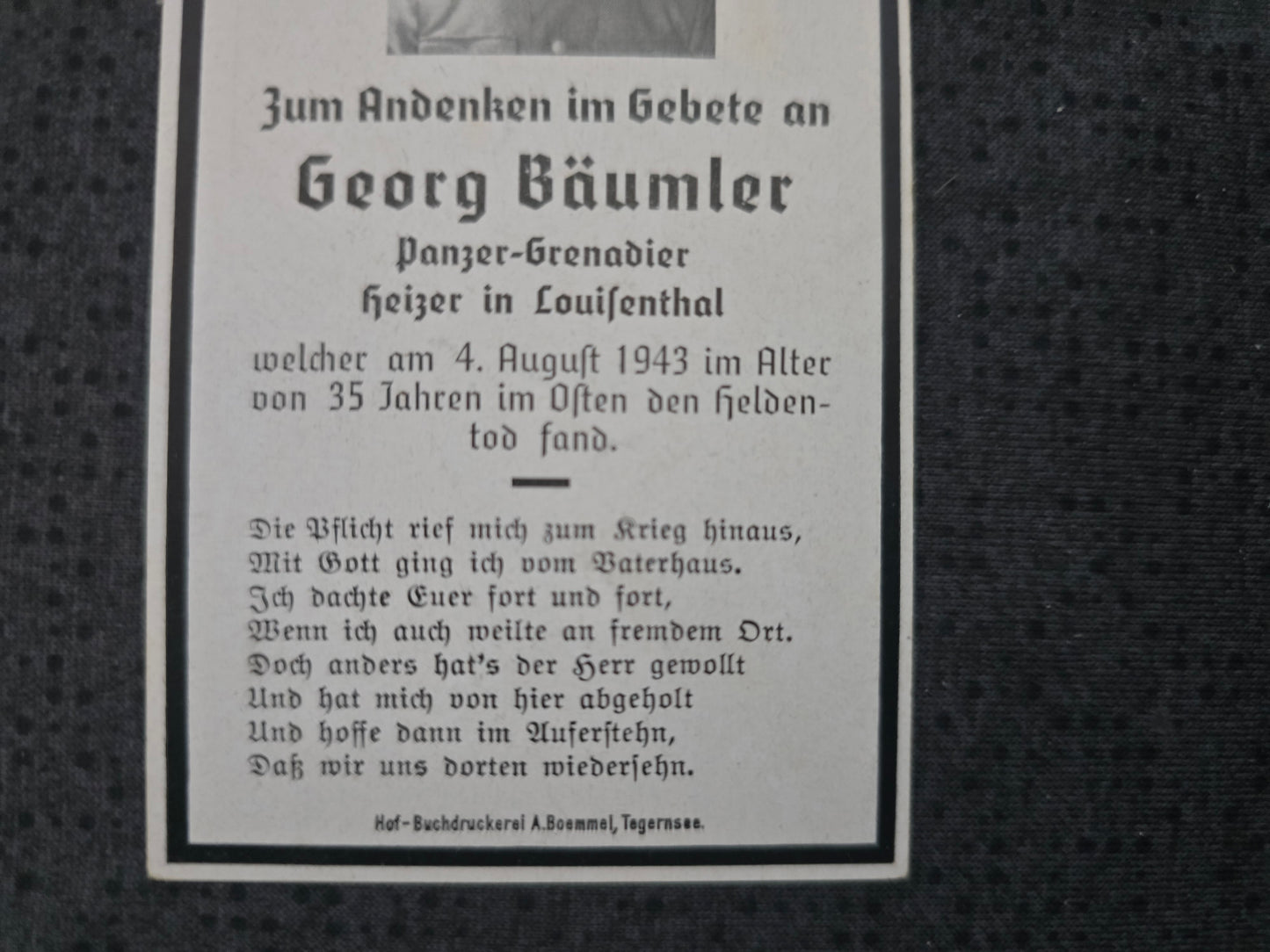 Sterbebild Panzer-Grenadier Bad Tölz 1. Komp. SS-Pz.-Gren. Regt. "Theodor Eicke" Dimitrijewska Ukraine