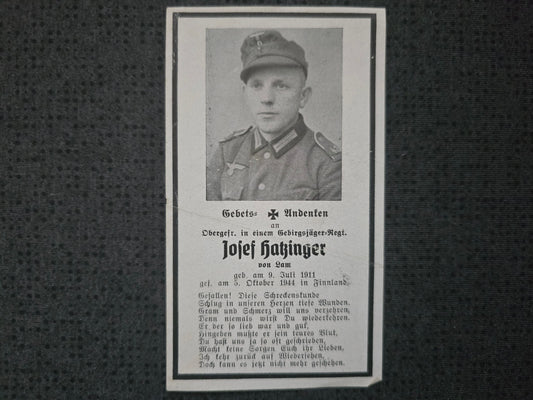 Sterbebild Obergefreiter Lam Gebirgsjäger Regt. Finnland