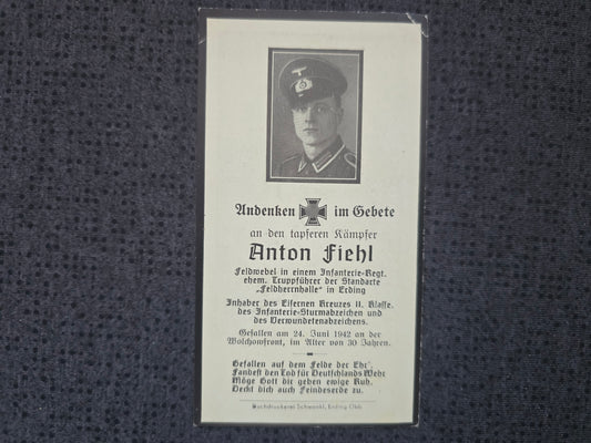 Sterbebild Feldwebel Immingen 10. Komp. Inf. Regt. 271 Truppführer Standarte "Feldherrnhalle" FHH Wolchowfront Russland