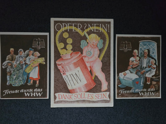 3 x Werbung Propaganda WHW Winterhilfswerk 1937/1938 Gaustraßensammlung