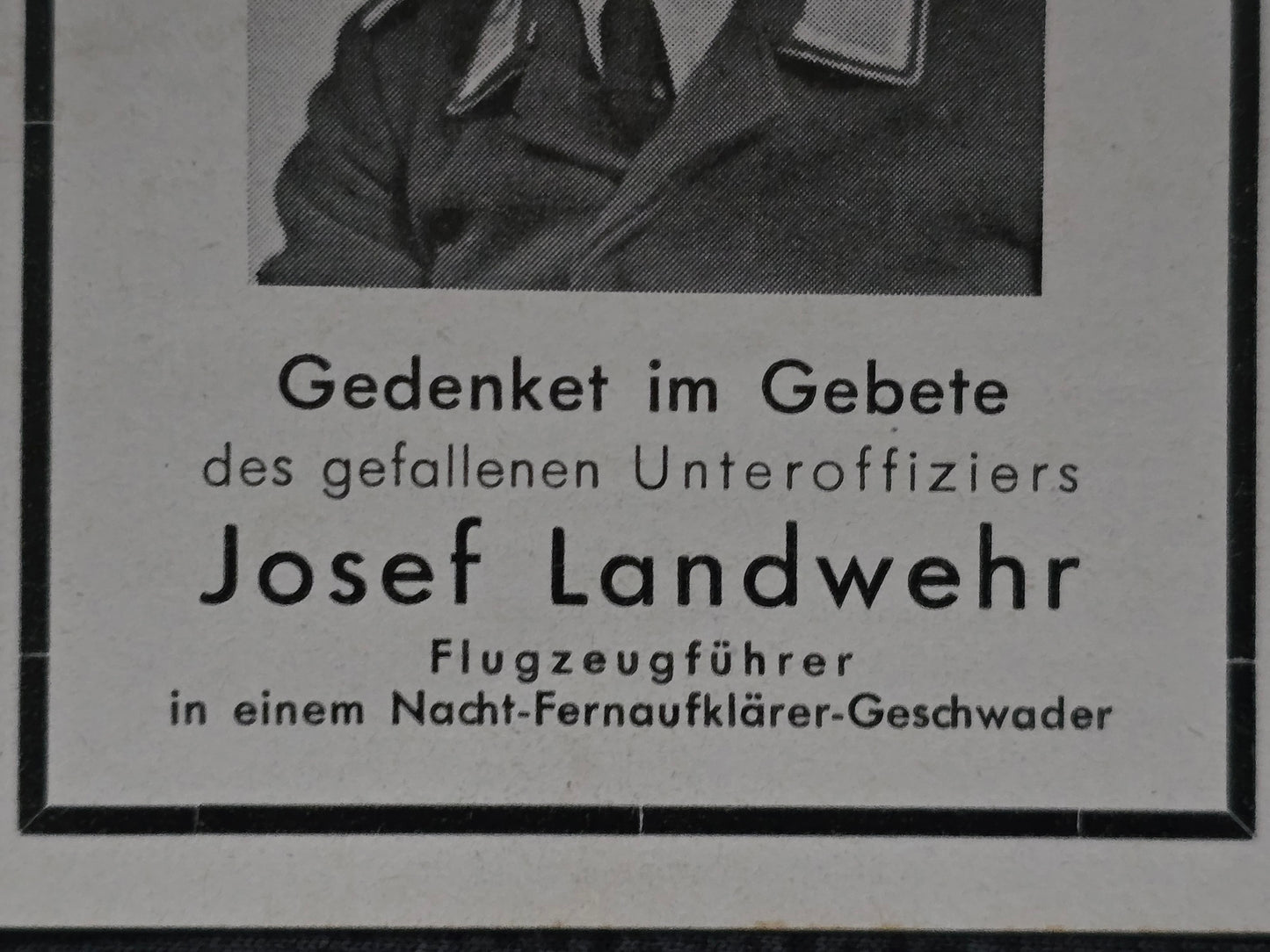 Sterbebild Unteroffizier Lohne Flugzeugführer 4. Staffel Nacht-Fernaufklärungsgeschwader Breslau Polen