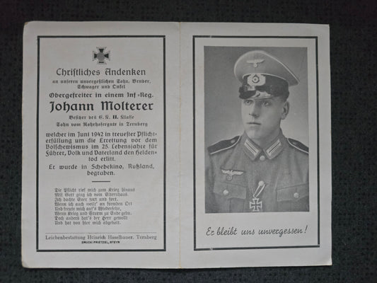 Sterbebild Obergefreiter Ternberg 9. Komp. Inf. Regt. 672 EK II Schebekino Russland