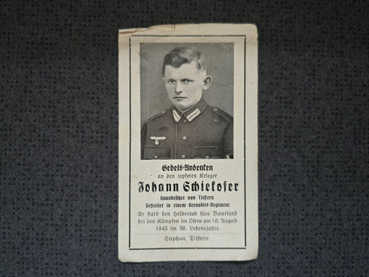 Sterbebild Gefreiter München 12. Komp. Gren. Regt. 77 Kukujewka Russland