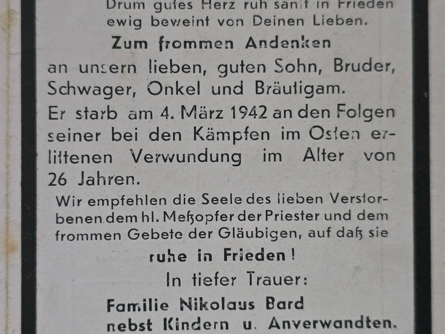 Sterbebild Unteroffizier Theley/Saar 1. Pionier Btl. 229 Krgslaz. Łowicz Pulawy Polen