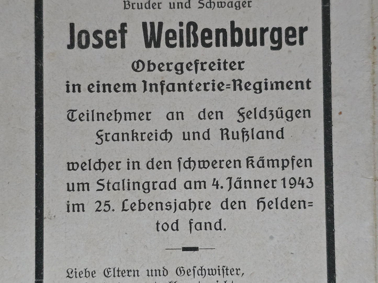 Sterbebild Brüder Franking Obergefreiter 3. Komp. Jäger Regt. 227 Stalingrad Unteroffizier 3./JFS-5 Normandie Champigny-St. André Frankreich