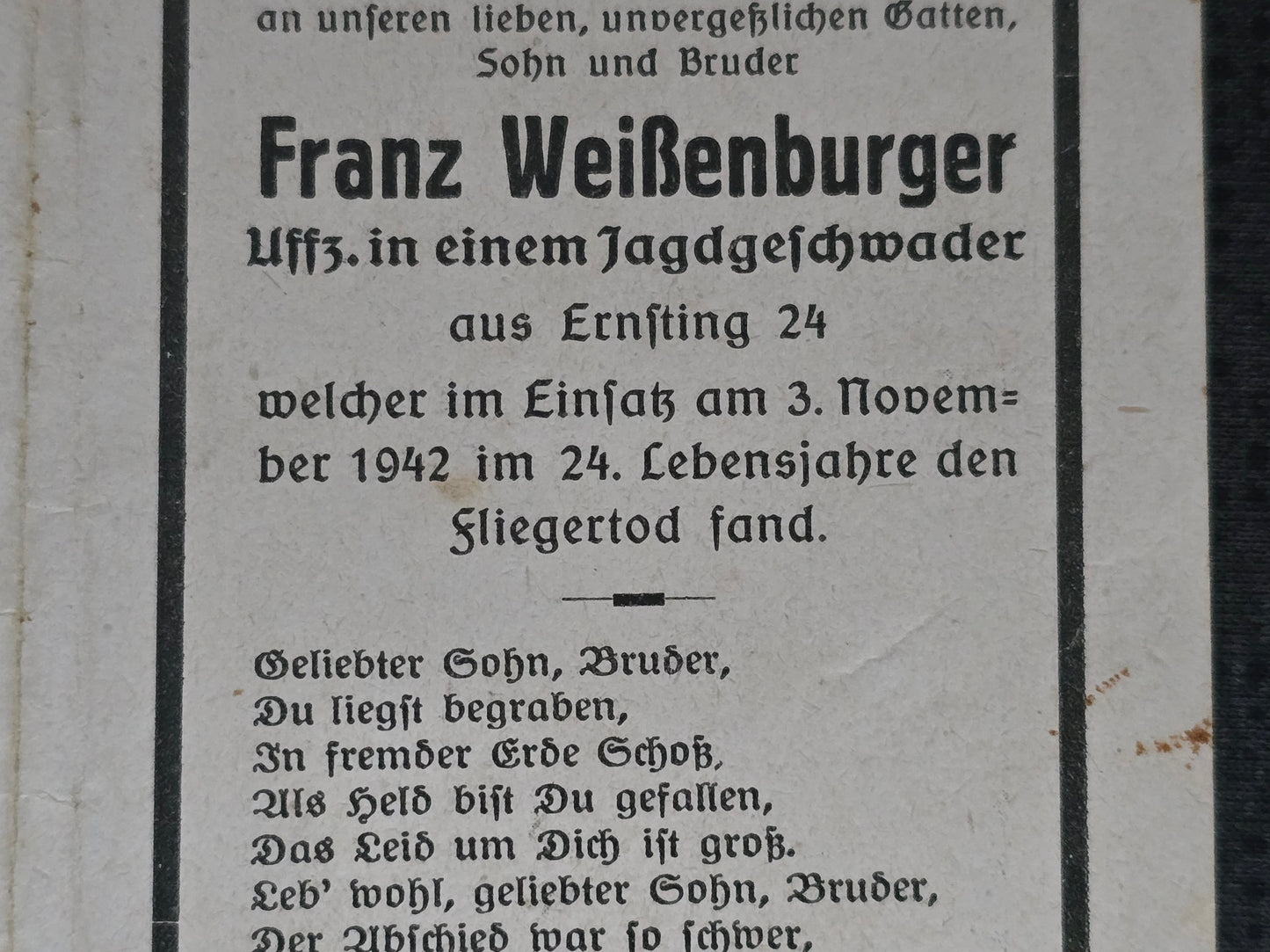 Sterbebild Brüder Franking Obergefreiter 3. Komp. Jäger Regt. 227 Stalingrad Unteroffizier 3./JFS-5 Normandie Champigny-St. André Frankreich