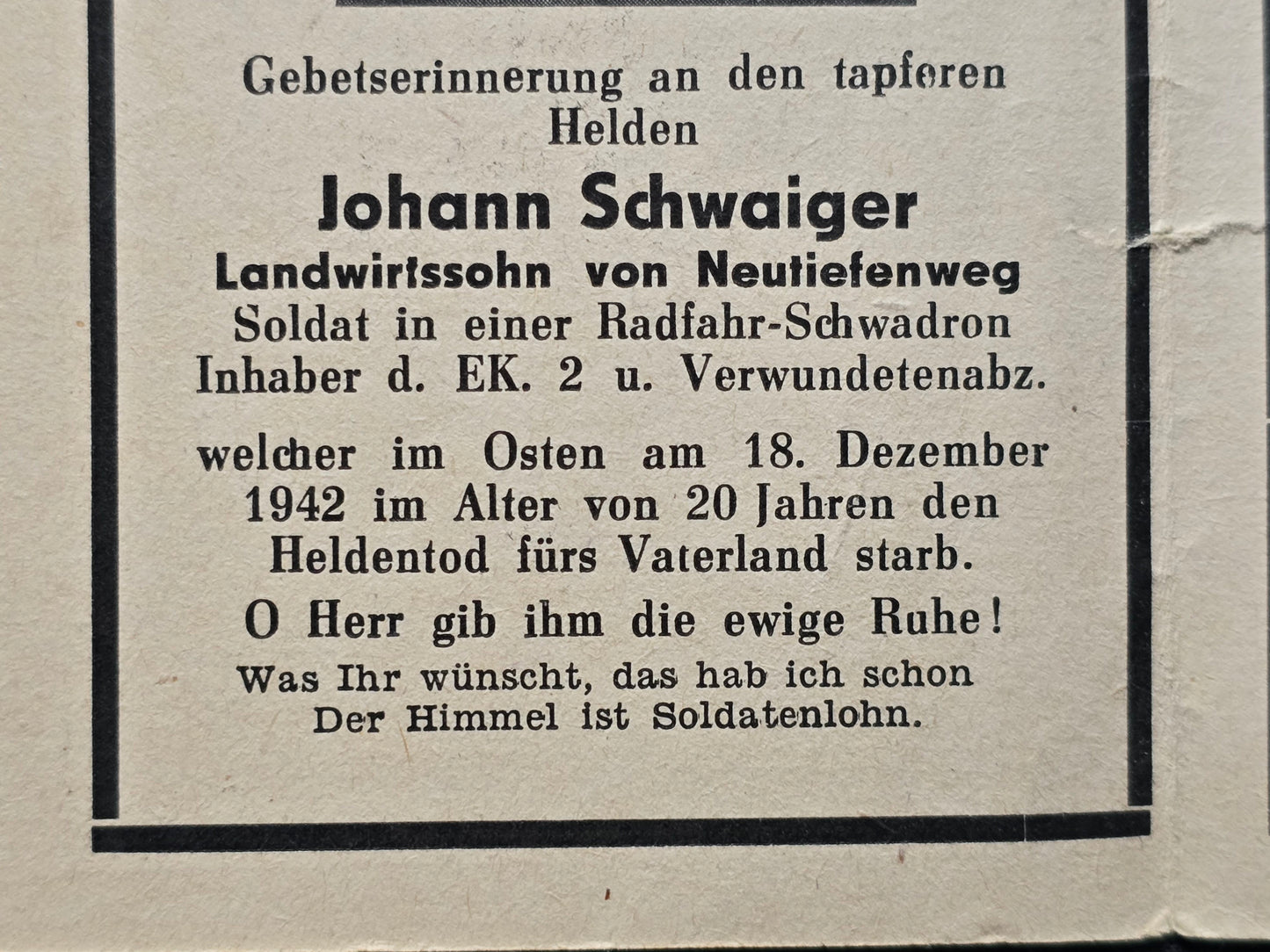 Sterbebild 4 Brüder Neutiefenweg Gefreite Obergefreite Radfahr-Schwadron Gren. Regt. Ungarn Russland