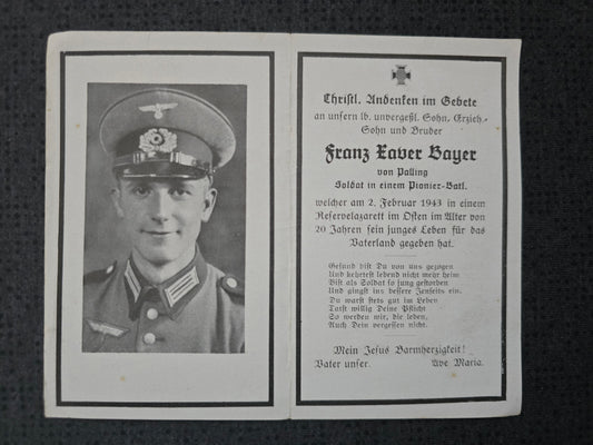 Sterbebild Pionier Engelsberg 1. Komp. Pionier Btl. 376 Kriegslaz. 1/529 R. Dnjepropetrowsk Ukraine