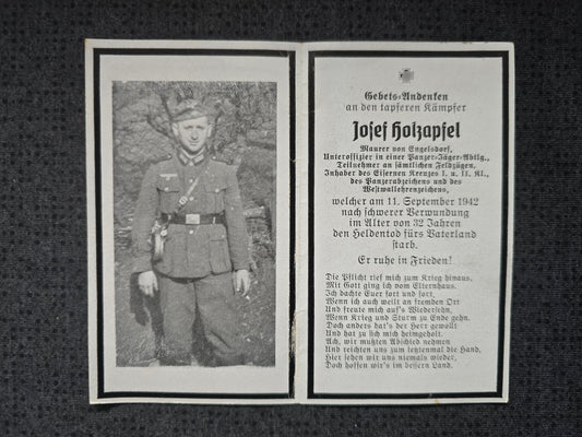 Sterbebild Unteroffizier Siegersdorf 3. Panzer-Jäger Abt. 173 PKA Westwallabzeichen Gaiduk Russland