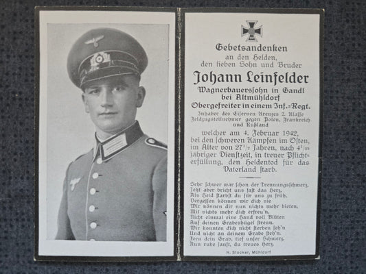 Sterbebild Obergefreiter Alt-Mühldorf 13. Komp. Inf. Regt. 179 "Gefechtsgruppe Koch" Bereka Ukraine