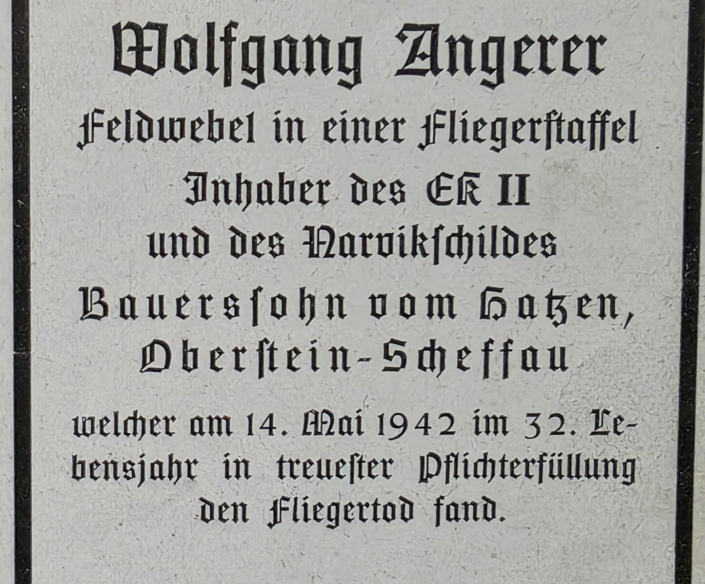 Sterbebild Feldwebel Oberstein-Scheffau 2. Staffel Kampfgruppe Z B V 102 Narvikschild Helmstedt