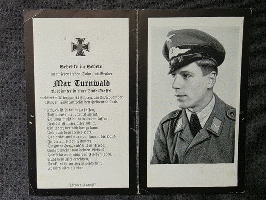 Sterbebild Gefreiter Lermoos Bordfunker Stuka-Geschwader Draguignan Dagneux Frankreich