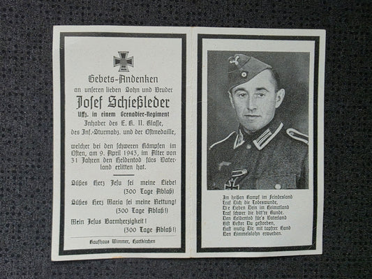 Sterbebild Unteroffizier Mittich 3. Komp. Gren. Regt. 747 Cholmerdy-Lokot Russland