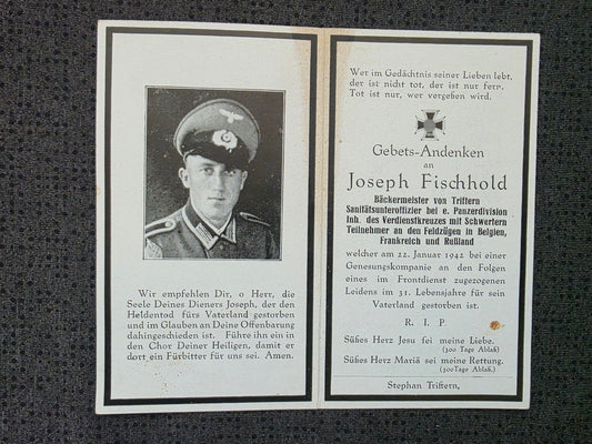 Sterbebild Sanitäts-Unteroffizier Triftern Panzerdivision Genesungskompanie