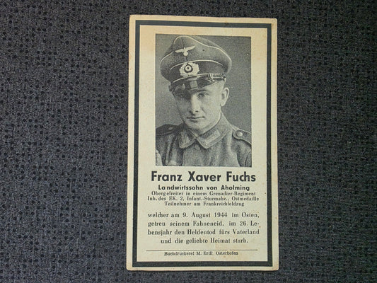 Sterbebild Obergefreiter Aholming Grenadier Regt. Kalnujai Kaunas Litauen