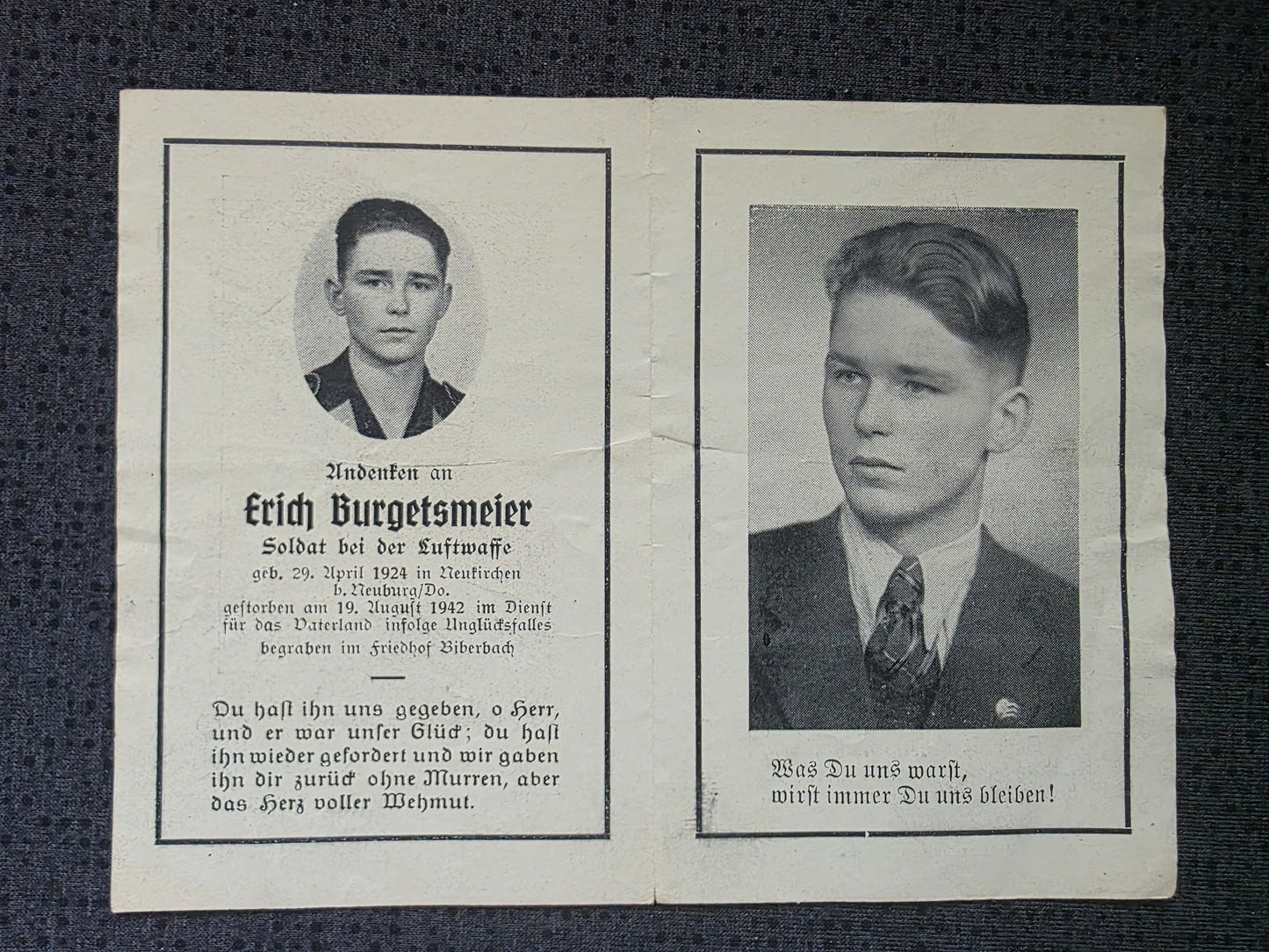 Sterbebild Schütze Neukirchen 2. Schützen-Komp. Z.B.V Sonderkommando Braunschweig