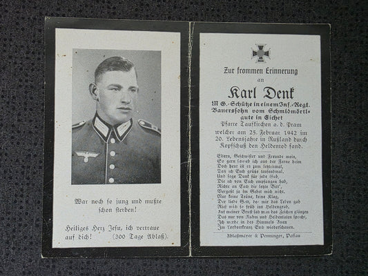 Sterbebild MG-Schütze Rainbach 9. Inf. Regt. 559 Adamowska Russland