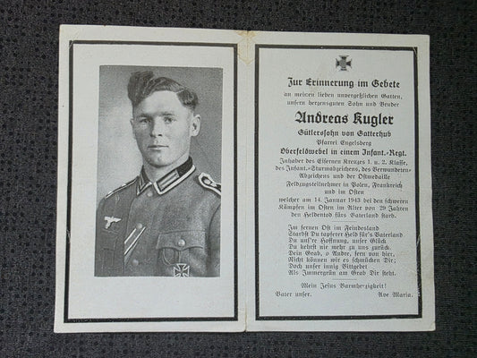 Sterbebild Oberfeldwebel Gatterhub 10. Komp. Gren. Regt. 217 Woronesch Russland