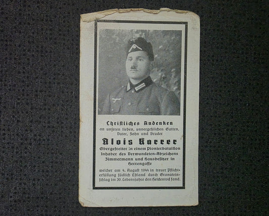 Sterbebild Obergefreiter Walzing 2. Bau-Pionier Btl. 127 Aristowa Narwa Estland