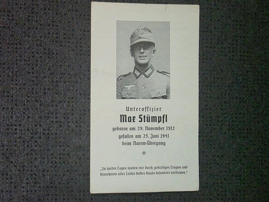 Sterbebild Unteroffizier München 9. Komp. Inf. Regt. 499 Narew-Übergang Polen