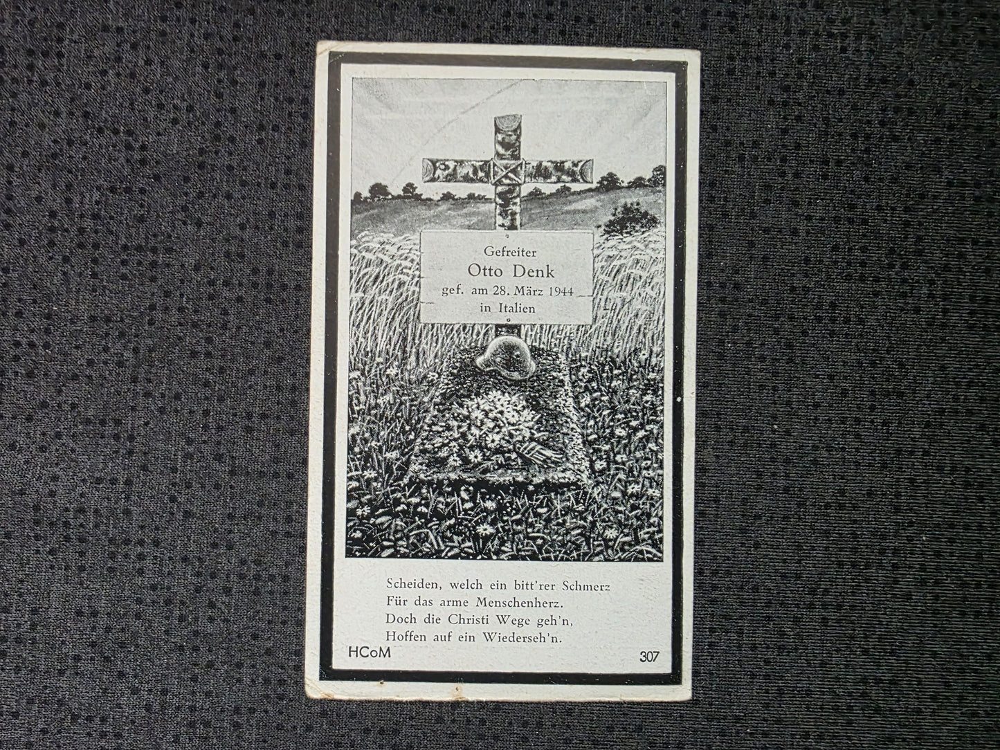 Sterbebild Gefreiter Eggenfelden 2. Komp. Hochgebirgs-Jäger Btl. 4 Cassino Italien