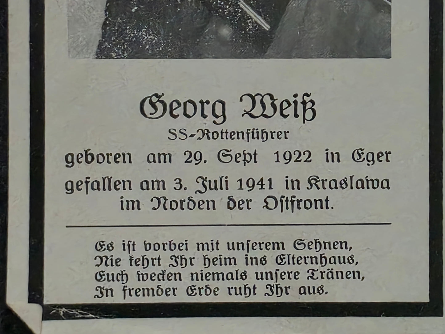 Sterbebild Brüder SS-Rottenführer Eger 2. Komp. SS. Totenkopf Inf. Regt. 1 Lettland SS-Unterscharführer Warschau Polen