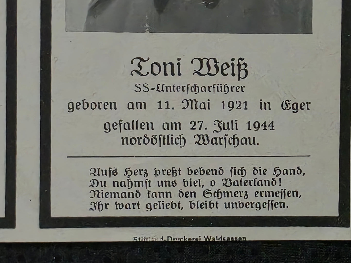 Sterbebild Brüder SS-Rottenführer Eger 2. Komp. SS. Totenkopf Inf. Regt. 1 Lettland SS-Unterscharführer Warschau Polen