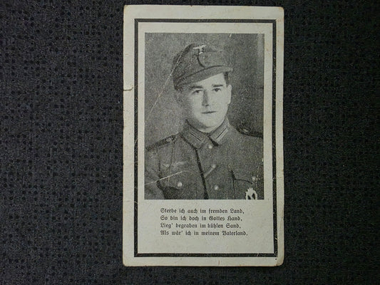 Sterbebild Obergefreiter Bruck Gebirgsjäger Regt. Ungarn Hunkovce Slowakei
