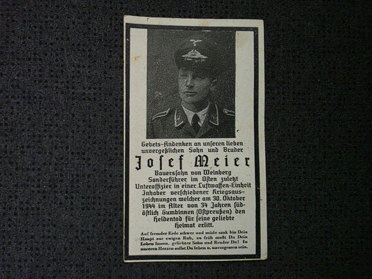 Sterbebild Sonderführer Weinberg Luftwaffen-Einheit Gumbinnen Ostpreußen