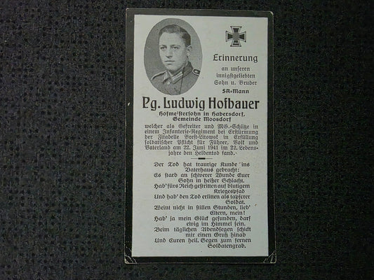 Sterbebild Gefreiter Moosdorf 1. Komp. Inf. Regt. 135 Erstürmung Zitadelle Brest-Litowsk Weissrussland