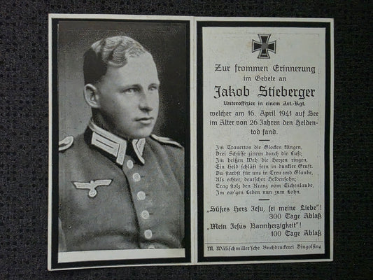 Sterbebild Unteroffizier Dingolfing Stabsbatterie Art. Regt. 33 Mittelmeer Bordj-Cedria Tunesien