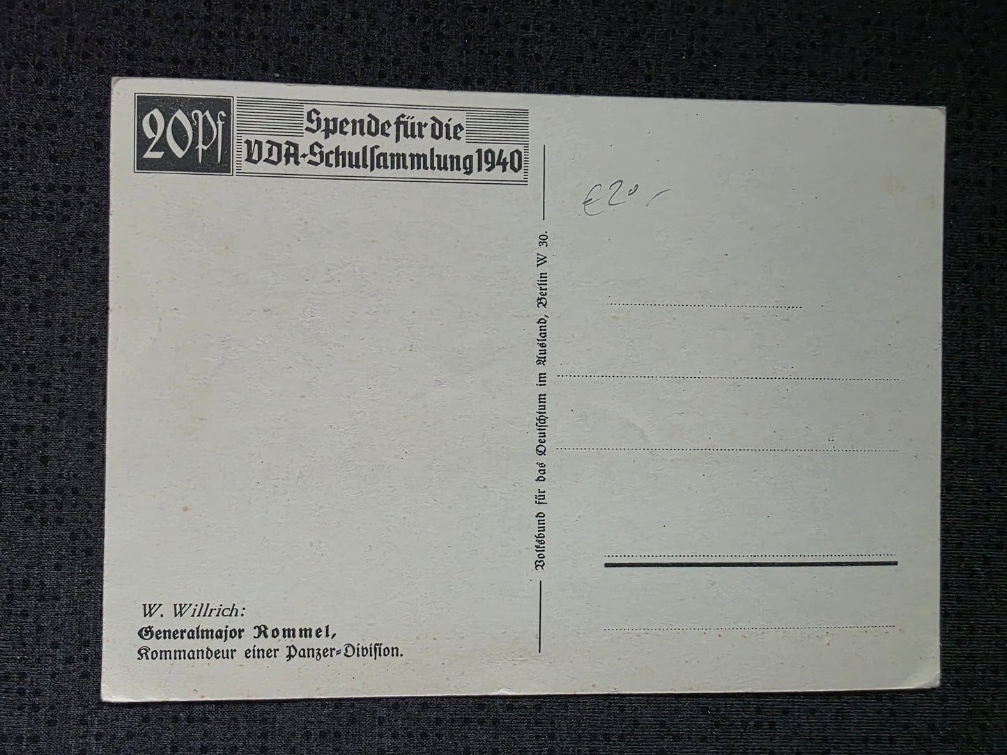 Propaganda-Postkarte Generalmajor Rommel DAK Kommandeur Panzer-Division RK-Träger VDA